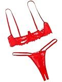 Avidlove Lingerie Set For Women Lace Bra and Panty Set Sexy Underwire Lingerie Set Red S
