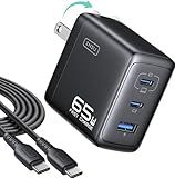 INIU 65W USB C Charger Block, 3-Port GaN Fast Charging Adapter with 100W Cable & Advanced Protection, Foldable Travel Charger for iPhone 17 16 15 Pro Max, iPad, Samsung S26 S25 Ultra, Pixel eReaders