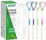 Tongue Scraper Cleaner 100% BPA Free Tongue Scrapers with Travel Handy Case for Adults, Kids, Healthy Oral Care, Easy to Use, Help Fight Bad Breath (4 PACK)