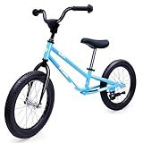 bicystar 16 Inch Kids Balance Bike for 5-8 Year Old, BMX Kids Bike with No Pedals, Air Rubber Tires, Footrests, Adjustable Height for Big Kids, Boys, Girls (Blue)