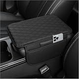 Stacool Upgraded Car Center Console Cover,Microfiber Leather Car Armrest Cover Cushion with 2 Storage Bags,Universal Car Armrest Storage Box (Black)
