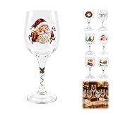 Christmas 3D Wine Glass Set with Raised Holiday Designs，#F