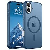 SUPFINE Magnetic for iPhone 16 Case (Compatible with MagSafe) (Military Grade Drop Protection) Slim Translucent Matte Shockproof with Anti-Fingerprint Phone Case,Deep Blue