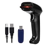 WoneNice 2.4G Wireless Barcode Scanner – 1D Handheld Cordless Barcode Reader for Retail, Warehouse, Inventory – 100ft Range, Plug & Play – Compatible with Windows, Linux, POS (Black)