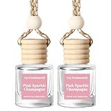 HoogaLife Car Air Freshener Diffuser 2 Pack Hanging Air Freshener Diffuser - Pink Sparkle Champagne Fragrance Oil Air Diffuse r for Car, 45+ Days Long Lasting Fragrance Made in USA