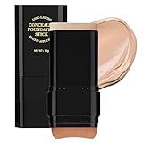 Concealer Foundation Stick, 2 in 1 Dual-Ended Long-Lasting Concealer Stick with Brush, Beauty Balm Skin Tint, Full Coverage for Face Makeup, Contour Sticks for All Skin Types (03#LIGHT SKIN)