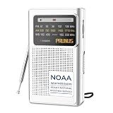 PRUNUS J161 NOAA Weather Radio AM FM, Battery Operated Radio for Power Outages, Transistor Radio with Best Reception,Stereo Earphone Jack, for Emergency,Hurricane, Storm, Running, Walking,Home