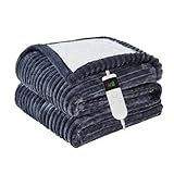 Heated Blanket Electric, Soft Flannel Heating Blanket with 8 Hours Auto Off 10 Fast Heating Levels Machine Washable Sherpa Heated Blanket
