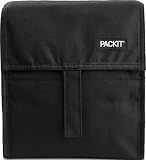PackIt Freezable Lunch Bag, Black, Built with EcoFreeze Technology, Foldable, Reusable, Zip and Fold Closure with Buckle Handle, Perfect for School and Office Lunches