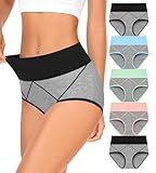 MISSWHO Womens Underwear Cotton, Underwear Women Pack High Waisted Tummy Control Panties Postpartum C Section Ladies Briefs Large.