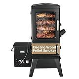 Vertical Electric Pellet Smoker with Cover & Meat Probe, 4-Rack Digital BBQ Smoker Grill, 616 Sq.in Cooking Space, LED Temperature Control for Outdoor Cooking, Smoke Ribs, Brisket, Chicken & Sausage