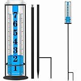Rain Gauge Outdoor,Accurate Rain Gauges Outdoors Best Rated,Upgraded Freeze Proof Rain Measure Gauge for Yard Fence,Rain Meter with Stake,Large Font Water Gauge for Rain,Adjustable Height,Easy to Read