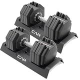 CAP ADJUSTABELL Adjustable Dumbbell Set, Premium Quick Select Adjustable Weights for Home Gym Strength Training, Hex, 55 LB Pair, Chrome Grip Handle