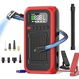 Tire Inflator Portable Air Compressor, 12V Car Jump Starter, 150PSI & 28000mAh Air Pump with Air Blower, Digital Pressure Gauge and LED Light, Electric Air Pump for Car, Motorcycle, Balls, Bike Pump