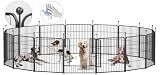 Dog Playpen,32/40/45 Inch Height in Heavy Duty, Folding Indoor Outdoor Anti-Rust Dog Exercise Fence, Portable Pet Playpen with Door for Large Medium Small Dogs and Pet (16 Panels, 32 Inch) Silver