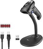 NetumScan Wireless Barcode Scanner with Stand, 2-in-1 Automatic USB Cordless 1D Barcode Reader Handheld CCD Bar Code Scanner with Stand for Store, Supermarket, Warehouse