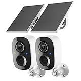 2K Security Camera Wireless Outdoor,Solar Powered WiFi Cameras for Home Security with Motion Detection,Color Night Vision(Spotlight),Instant Alert,2-Way Audio,Siren&SD/Cloud Storage,IP65,2.4GHz,2 Pack