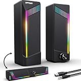 Computer Speakers, 2 in 1 PC Speaker , Gaming Speakers for PC Computer Laptop Desktop Monitor, RGB Speakers with Touch Sensitive Lighting, USB Powered 3.5mm Aux（Package Only Two Speaker, No Soundbar）