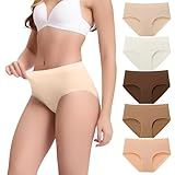 BAMBOO COOL Women's Underwear Mid Waisted Brief Ladies Seamless Panties Moisture Wicking Stretchy Full Coverage 5 Pack