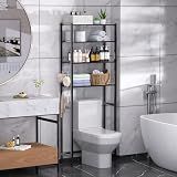 samstar 4 Tier Over The Toilet Storage Rack, Bathroom Organizer Shelves Cabinet Above Toilet, with Adjustable Height Freestanding Shelf Space Saver, Black
