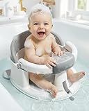 ONTHEWEI Baby Bath Seats for Babies Sitting Up, Non-Slip Baby Bathtub with 3 Suction Cups, Safe & Comfortable Toddler Bath Seat Ideal for Baby Bath/Shower Support, Stable Design, Grey (6-24 Months)
