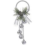 Kurt Adler J3635 Silver and White Metal Bell with Pinecone Door Hanger, 13 inches