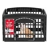 IRIS USA 24" 4-Panel Dog Playpen with Door, 35 x 35 x 24, Puppy Playpen, Dog Play Pen Indoors, Pet Fence, Puppies/Small Dogs, Black