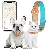 2-in-1 GPS Tracker for Dogs&Cats: Smart Collar with Real-Time Location, No Monthly Fee, Unlimited Range (iOS Only) GPS Tracker Dog Collar- Ideal for Small, Medium Large Dogs(Tracker Included) (Brown)