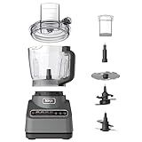 Ninja Food Processor, Professional Plus, 1000 Peak Watts, 4 Functions for Chopping, Slicing, Purees & Dough with 9-Cup Processor Bowl, 3 Blades, Food Chute & Pusher, Silver, BN601