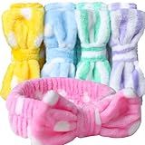Teenitor 5pcs Makeup Headband with Removable Bow, Spa Headband for Washing Face for Teen Girls Women, Gifts Basket for Teens Girls Party, Skin Care Washing Hairband