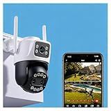 Anssipo Outdoor Camera 3 Lens, 8X Optical Zoom WiFi Security Cameras Wired 24/7 Recording, Pan/Tilt 360°View Auto Tracking, Free AI Detection, Color Night Vision, 2 Way Audio, 32GB Local Storage