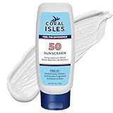 Coral Isles Sunscreen SPF 50 | Hawaii Reef Act Compliant | Octinoxate & Oxybenzone Free | Broad Spectrum UVA/UVB Protection | Water Resistant 80 Min. | Fragrance Free | 6 Fl Oz Lotion