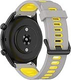 WalkerFit Quick Release 22mm Watch Band Silicone for Huawei Watch GT 2/2 Pro/2e/3/3 Pro/4/4 Pro/5/5 Pro/GT Runner (46mm)/Huawei Watch 2 Classic/Watch Ultimate-Two-Tone Grey & Yellow