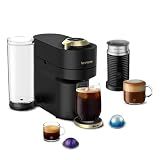 Nespresso Vertuo Pop+ Deluxe Coffee Machine with Frother, Matte Black Gold