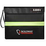 ROLOWAY Fireproof Document Bag (14 x 11 inch) with 5200℉ Upgraded Aluminum Foil Layer, Fireproof Bag for Documents with Reflective Strip and Zipper (Black)