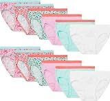 Fruit of the Loom Toddler Girls' Tag-Free Cotton Underwear, Hipster-12 Pack-Assorted Colors, 4-5T