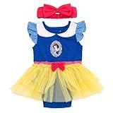 Disney Princess Snow White Newborn Baby Girls Cosplay Bodysuit with Skirt Overlay & Headband Blue/Red/Yellow 6-9 Months