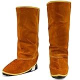 QeeLink Leather Welding Spats Extra Long - Heat and Abrasion Resistant Welding Boot Covers - Full Coverage Shoes Protectors - Welding Gaiters, 1 Pair