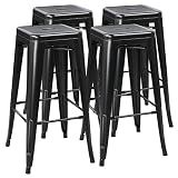 Yaheetech 30 Inch Metal Bar Stools Set of 4, Stackable Barstools, Black