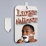 Shatterproof Shower Mirror Fogless for Shaving,(Larger 11x8 Inch) Anti Fog Shaving Mirror Holder NO-Drilling, No Fog Free Waterproof,Small Wall Mounted Bathroom Accessories Camping Hanging