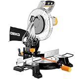 DEKOPRO 10-Inch Compound Miter Saw, 13-Amp Single Bevel Power Miter Saw with Precision Miter Angles, 5,000 RPM, 0-45° Bevel Cut, 40-Tooth Blade, Lightweight Chop Saw for Wood, Plastic, Laminates