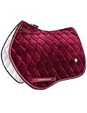 Harrison Howard Velvet English Saddle Pad - Close Contact Soft Cushioning Pad for Horse Riding Back Burgundy