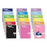 Oxford Spiral Notebooks, 18 Count Bulk Pack, 1 Subject, College Ruled Notebooks for School, 8 x 10.5 Inches, 70 Sheets, Assorted Colors, Back to School Supplies (65206)