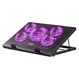Kootek Laptop Cooling Pad, Laptop Cooler with 5 Quiet Fans for 12"-17" Computer PC Notebook Gaming Laptop Fan, Height Adjustable Laptop Cooling Stand Laptop Accessories (Purple)