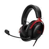 HyperX Cloud III – Wired Gaming Headset, PC, PS5, Xbox Series X|S, Angled 53mm Drivers, Spatial Audio, Memory Foam, Durable Frame, Ultra-Clear 10mm Mic, USB-C, USB-A, 3.5mm – Black/Red