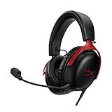 HyperX Cloud III – Wired Gaming Headset, PC, PS5, Xbox Series X|S, Angled 53mm Drivers, Spatial Audio, Memory Foam, Durable Frame, Ultra-Clear 10mm Mic, USB-C, USB-A, 3.5mm – Black/Red