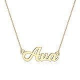 Ursteel Ava Necklace, Custom Name Necklace Personalized 14K Gold Plated Necklace with Name Personalized Name Ava Custom Necklace for Women