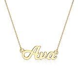 Ursteel Ava Necklace, Custom Name Necklace Personalized 14K Gold Plated Necklace with Name Personalized Name Ava Custom Necklace for Women