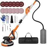 Drywall Sander Tool, KUPERIA 8.5 Amp Popcorn Ceiling Removal Tool with 7 Variable Speed 800-1800RPM,Electric Drywall Sander with Extendable Handle,LED Light,6 Basic Sand Paper& 6 Grid Sandpaper,Orange