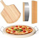 Gyreuni 13 Pizza Stone for Oven and Grill with Pizza Peel, Baking Stone Set